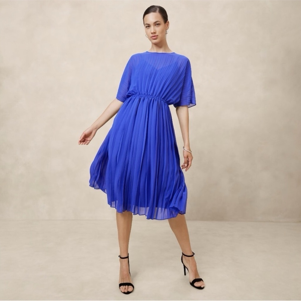 Banana Republic Chiffon Pleated Midi Dress with Missing Slip Dress NWT Large